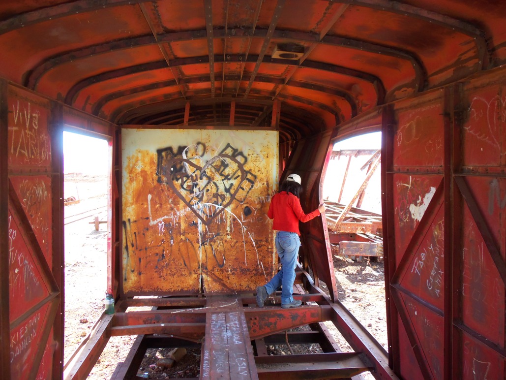 El vagón de un tren en Uyuni, Bolivia.